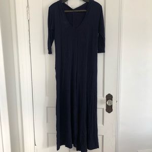 Navy, Pinkblush maternity jumpsuit with hood - small